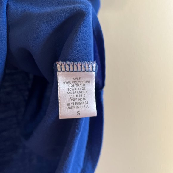 Pleione‎ Blue Womens Size Small Split-Neck Cuffed-Sleeve Blouse Top - Picture 4 of 5